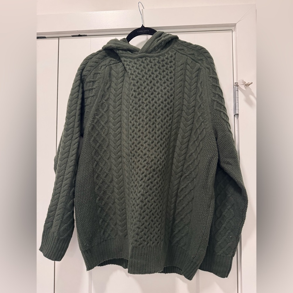 Vineyard Vines Green Cable Knit Sweater with Hood